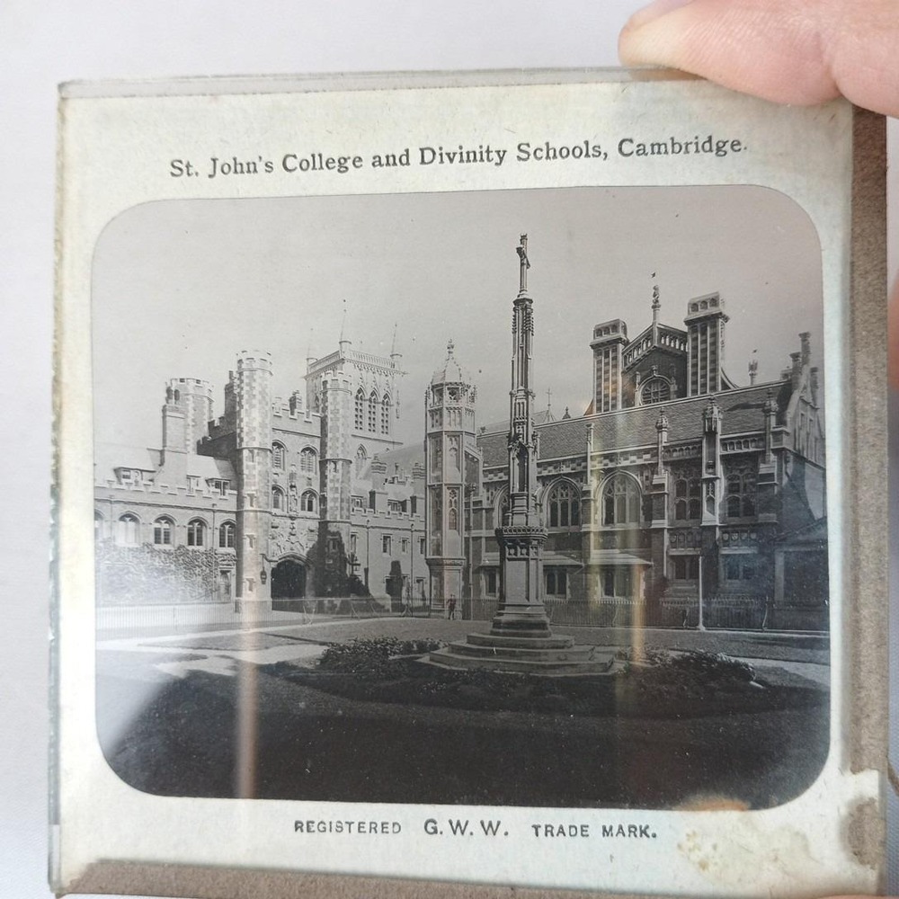 Magic Lantern Slide Photo St John's College and Divinity School Cambridge GWW TM